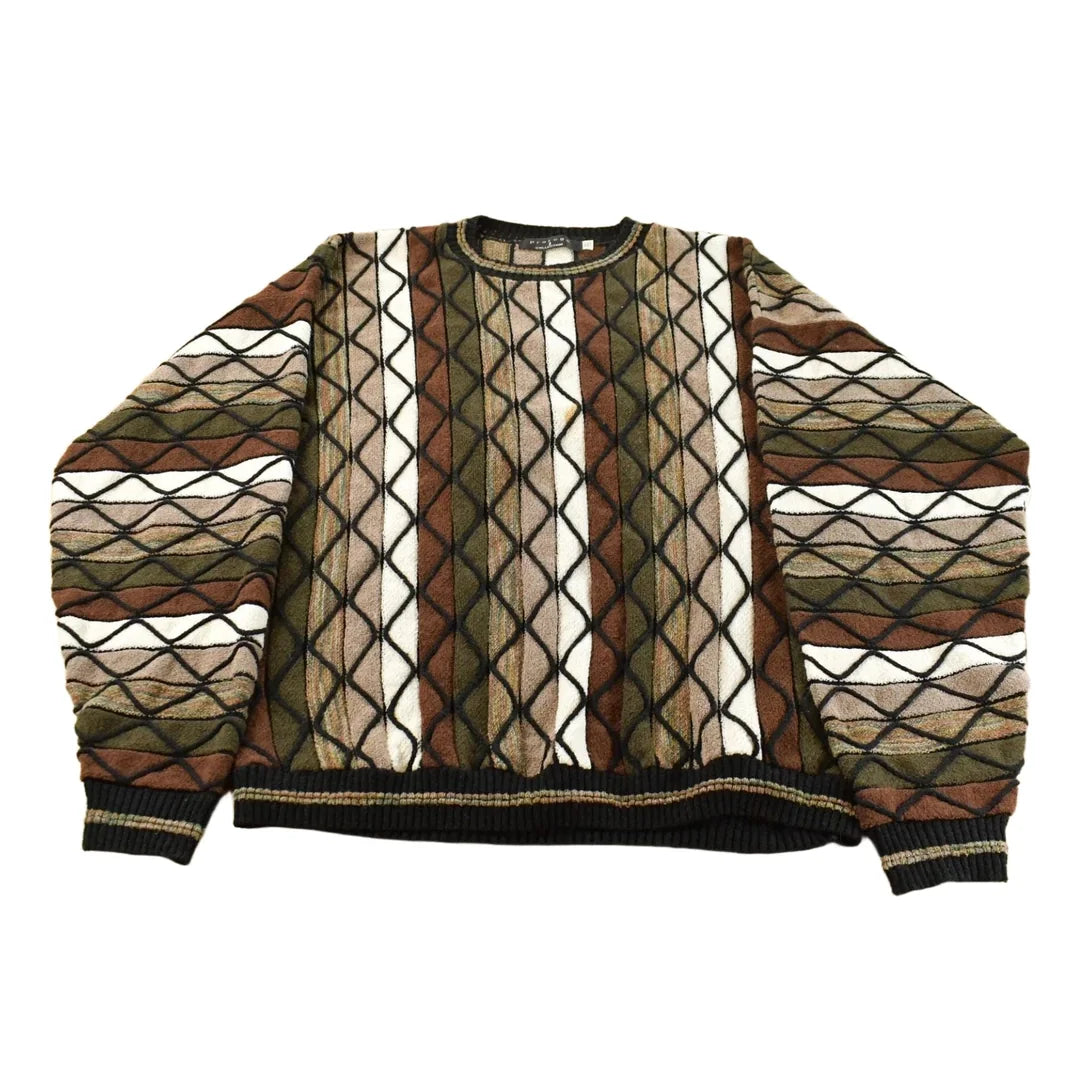 Vintage 1990s Prot��g�� 3D Cable Knit Crewneck Sweater Men's 3XL Tall from propervintagecanada