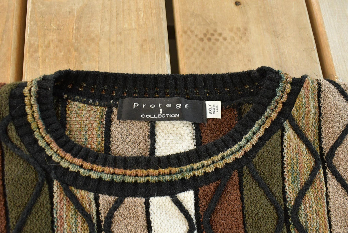 Vintage 1990s Prot��g�� 3D Cable Knit Crewneck Sweater Men's 3XL Tall from propervintagecanada