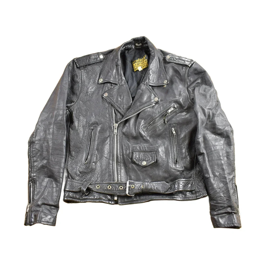 Vintage 1990s Protech Leather Apparel Biker Jacket Men's Medium from propervintagecanada