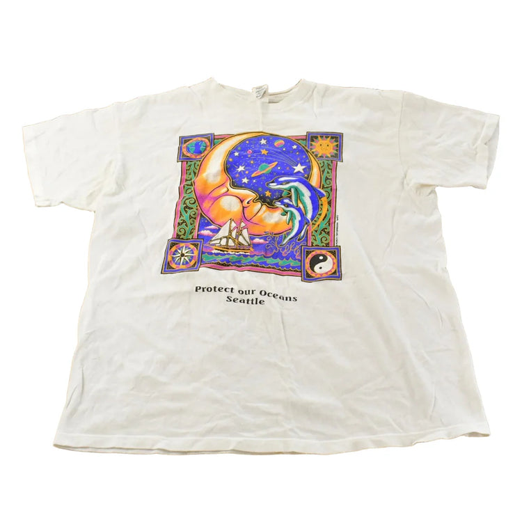Vintage 1990s Protect Our Oceans Seattle Graphic T-Shirt Men's Medium from propervintagecanada