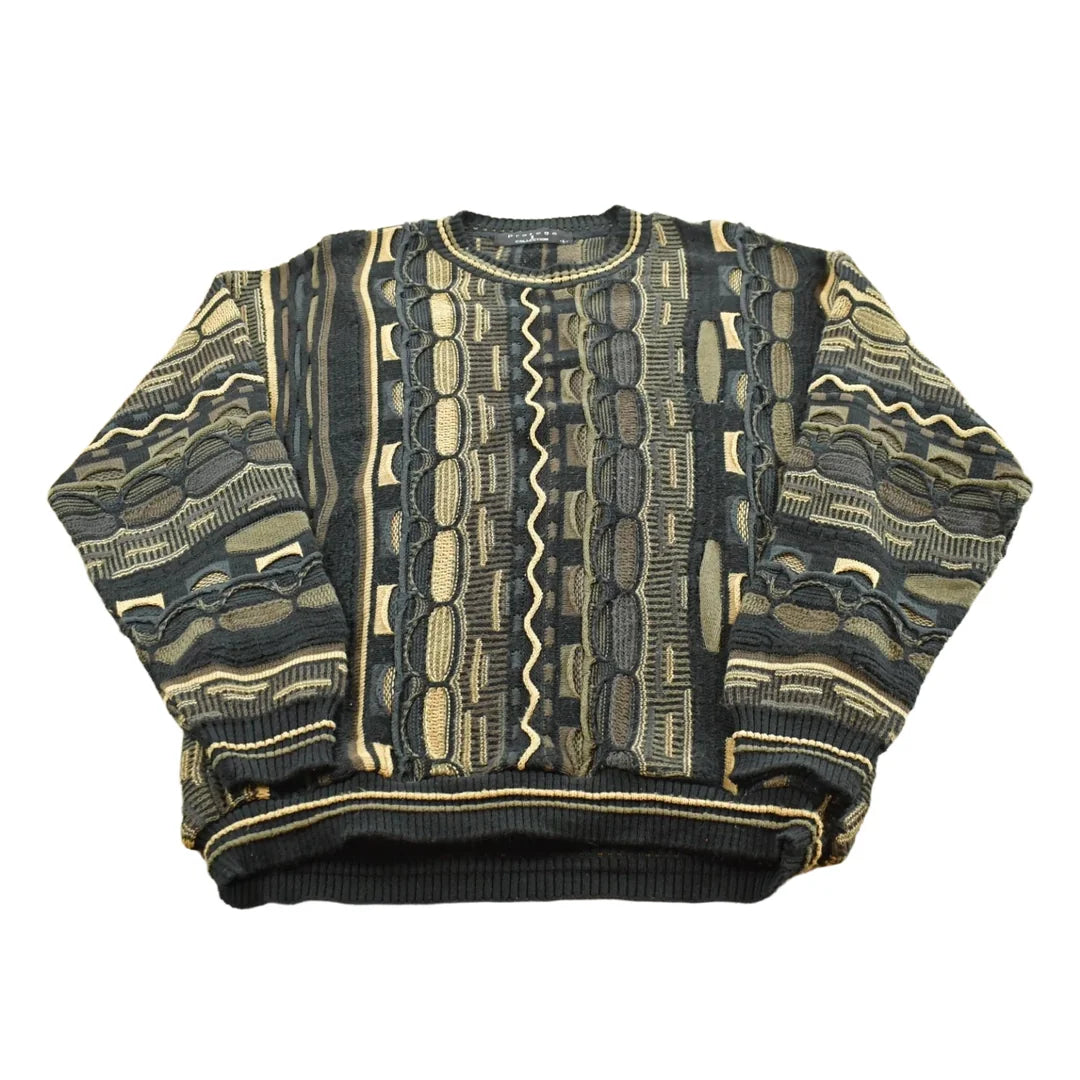 Vintage 1990s Protégé 3D Cable Knit Crewneck Sweater Men's L from propervintagecanada