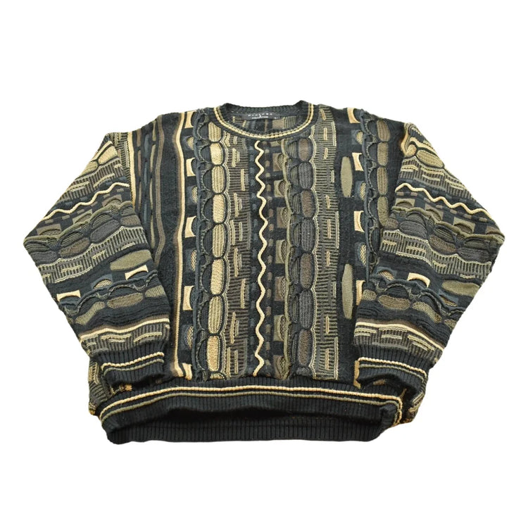 Vintage 1990s Protégé 3D Cable Knit Crewneck Sweater Men's L from propervintagecanada