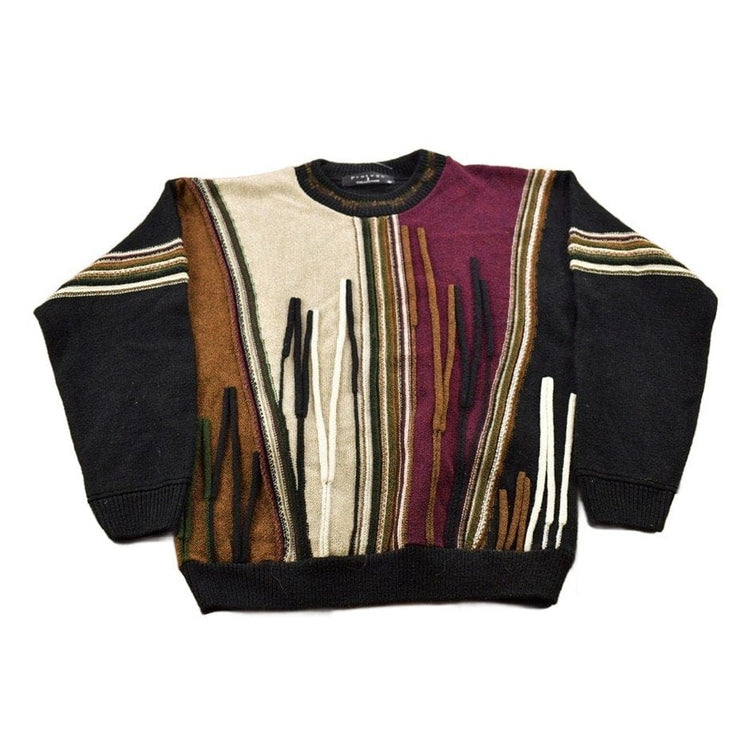 Vintage 1990s Protege Knitted Crewneck Sweater 3D Pattern Men's Medium from propervintagecanada