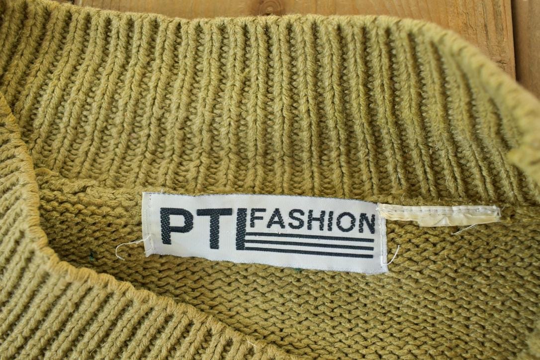 Vintage 1990s PTI Fashion Knit Abstract Pattern Crewneck Sweater Men's XL from propervintagecanada