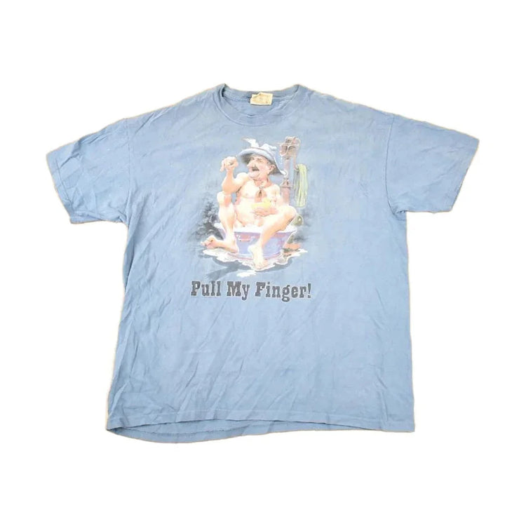 Vintage 1990s Pull My Finger Funny Grandpa Souvenir Travel T-Shirt Men's XL from propervintagecanada