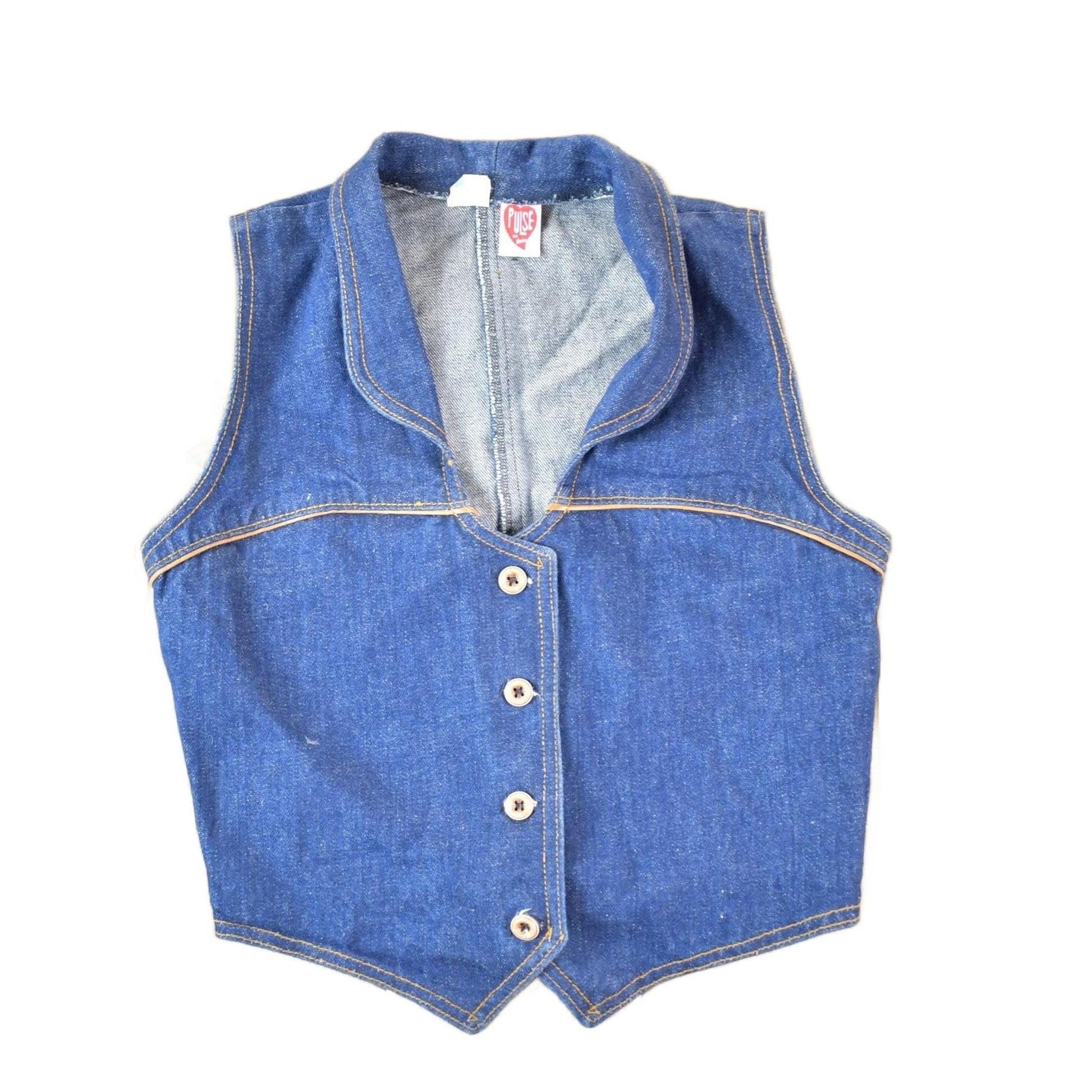 Vintage 1990s Pulse Denim Cowgirl Vest Women's XS from propervintagecanada
