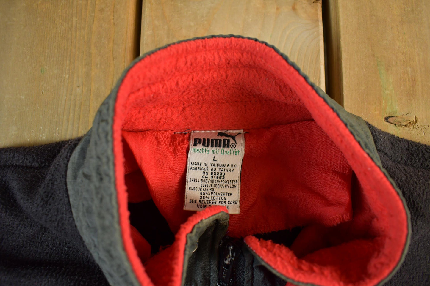 Vintage 1990s Puma Embroidered Fleece Zip Up Sweater Men's Large from propervintagecanada
