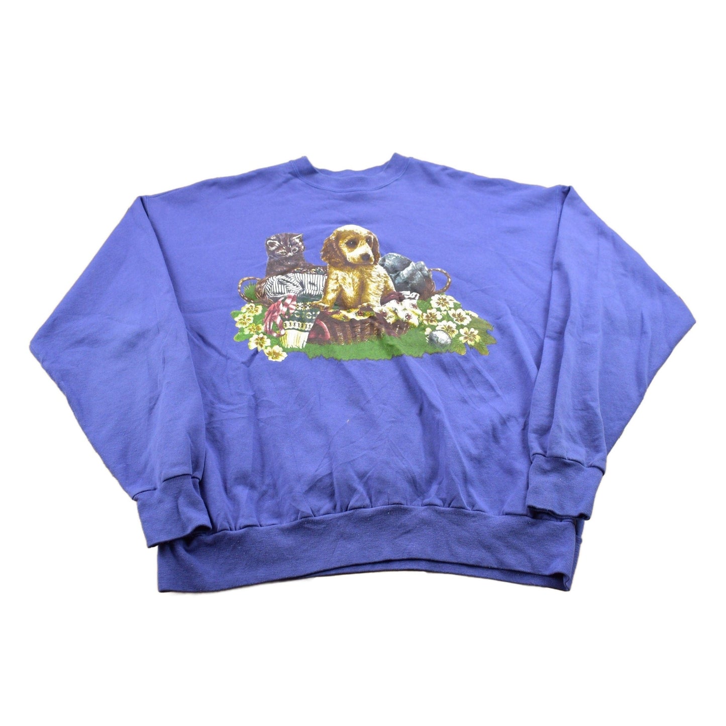 Vintage 1990s Puppy Theme Crewneck Sweater Men's Large from propervintagecanada