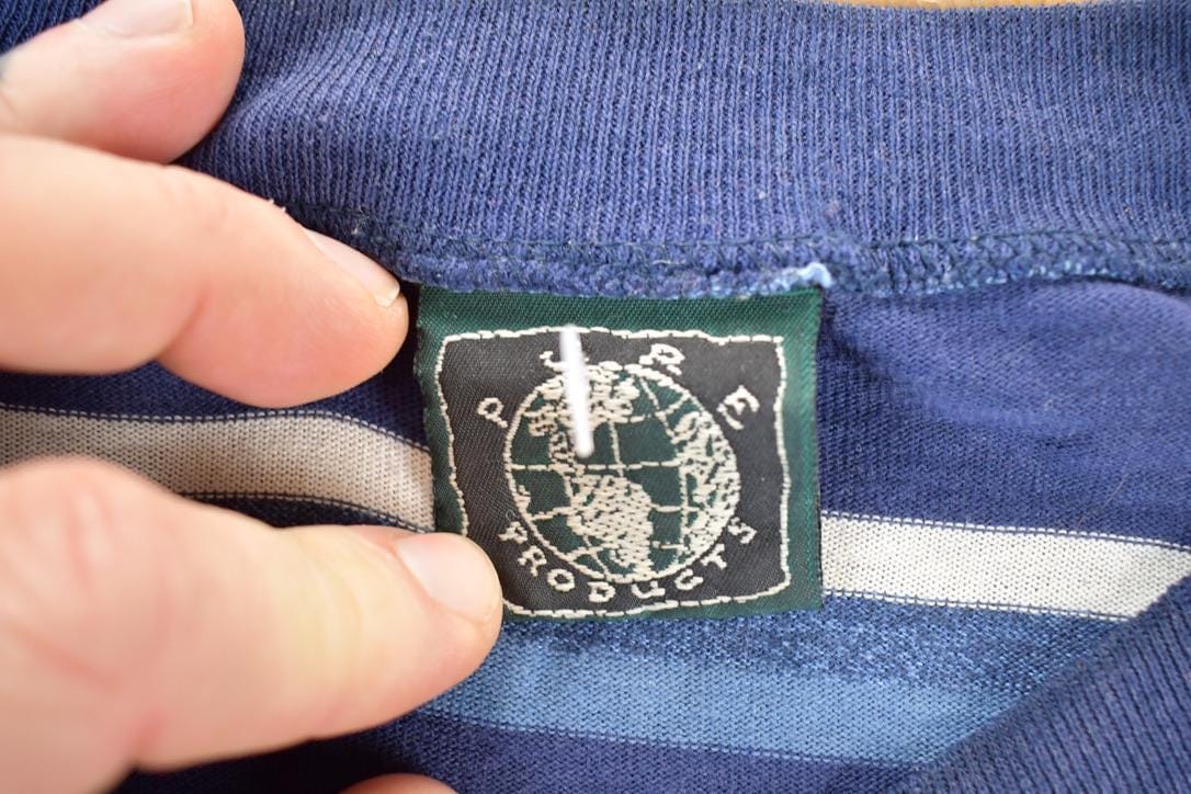 Vintage 1990s Pure Products Striped Grunge Crewneck Sweatshirt Mens L from propervintagecanada