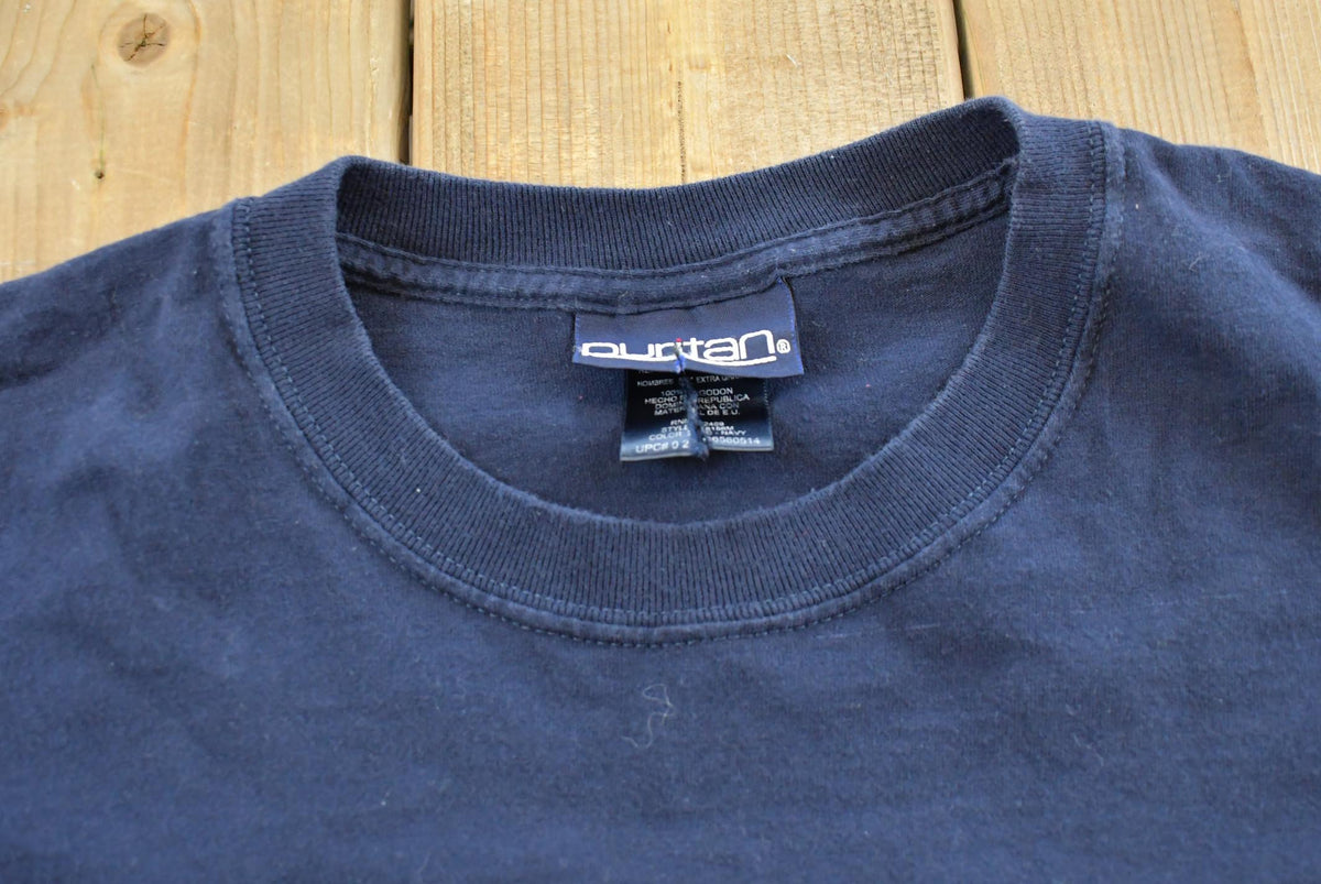 Vintage 1990s Puritan Blank Blue Long Sleeve T-Shirt Mens XL from propervintagecanada