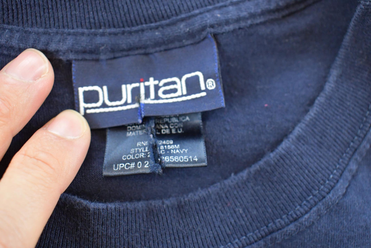 Vintage 1990s Puritan Blank Blue Long Sleeve T-Shirt Mens XL from propervintagecanada