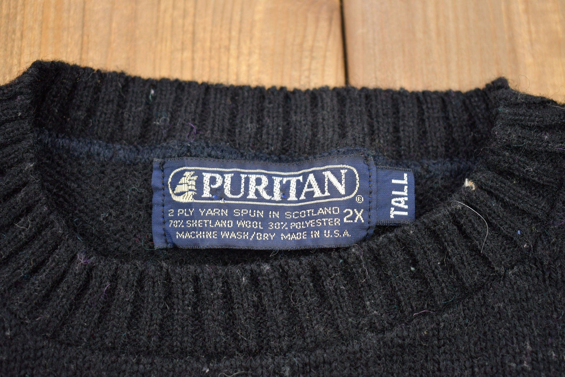 Vintage 1990s Puritan Knitted Scottish Yarn Crewneck Sweater Men's XL from propervintagecanada