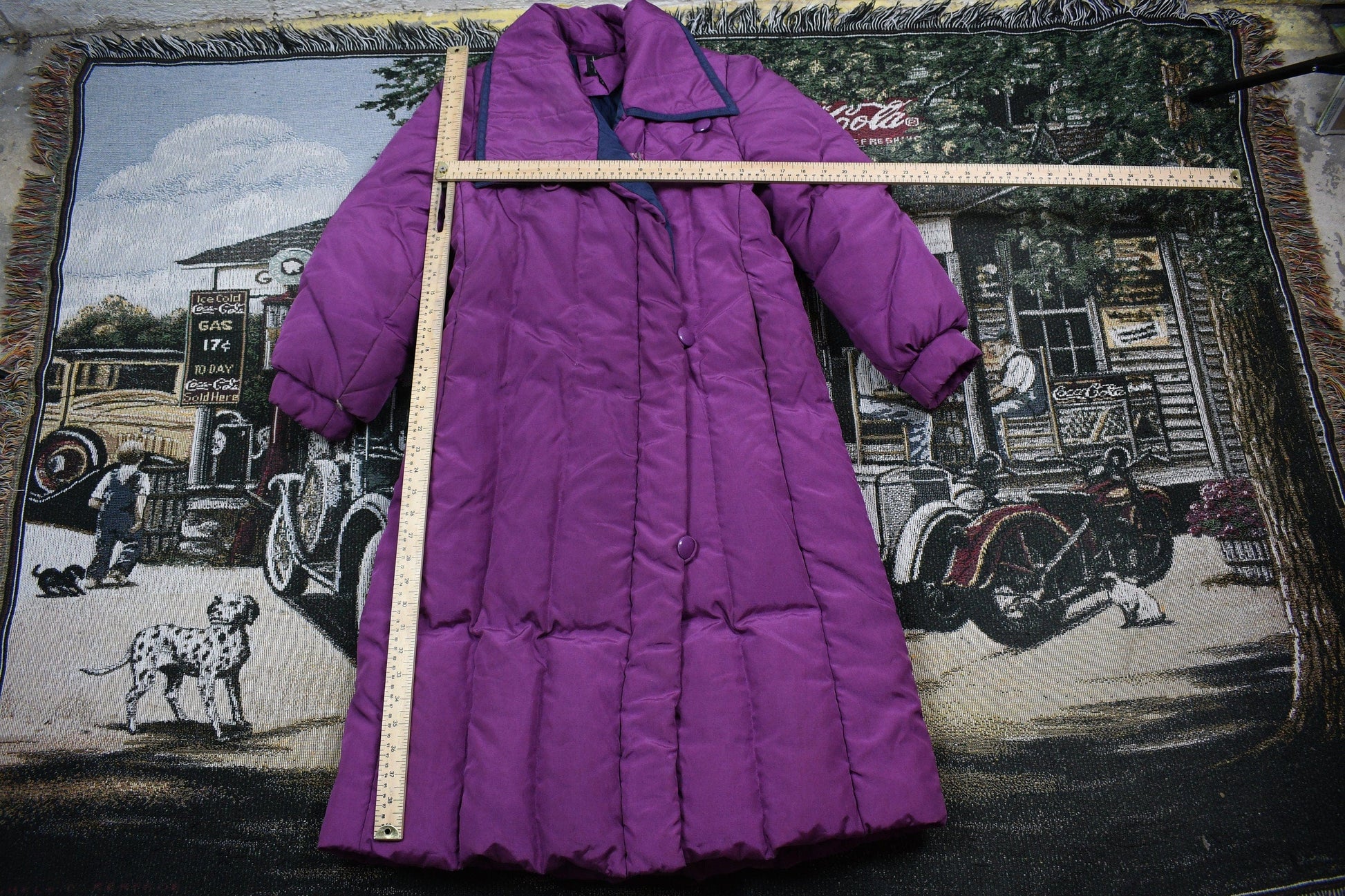 Vintage 1990s Purple Full Length Down Fill Puffer Jacket Women's XS from propervintagecanada