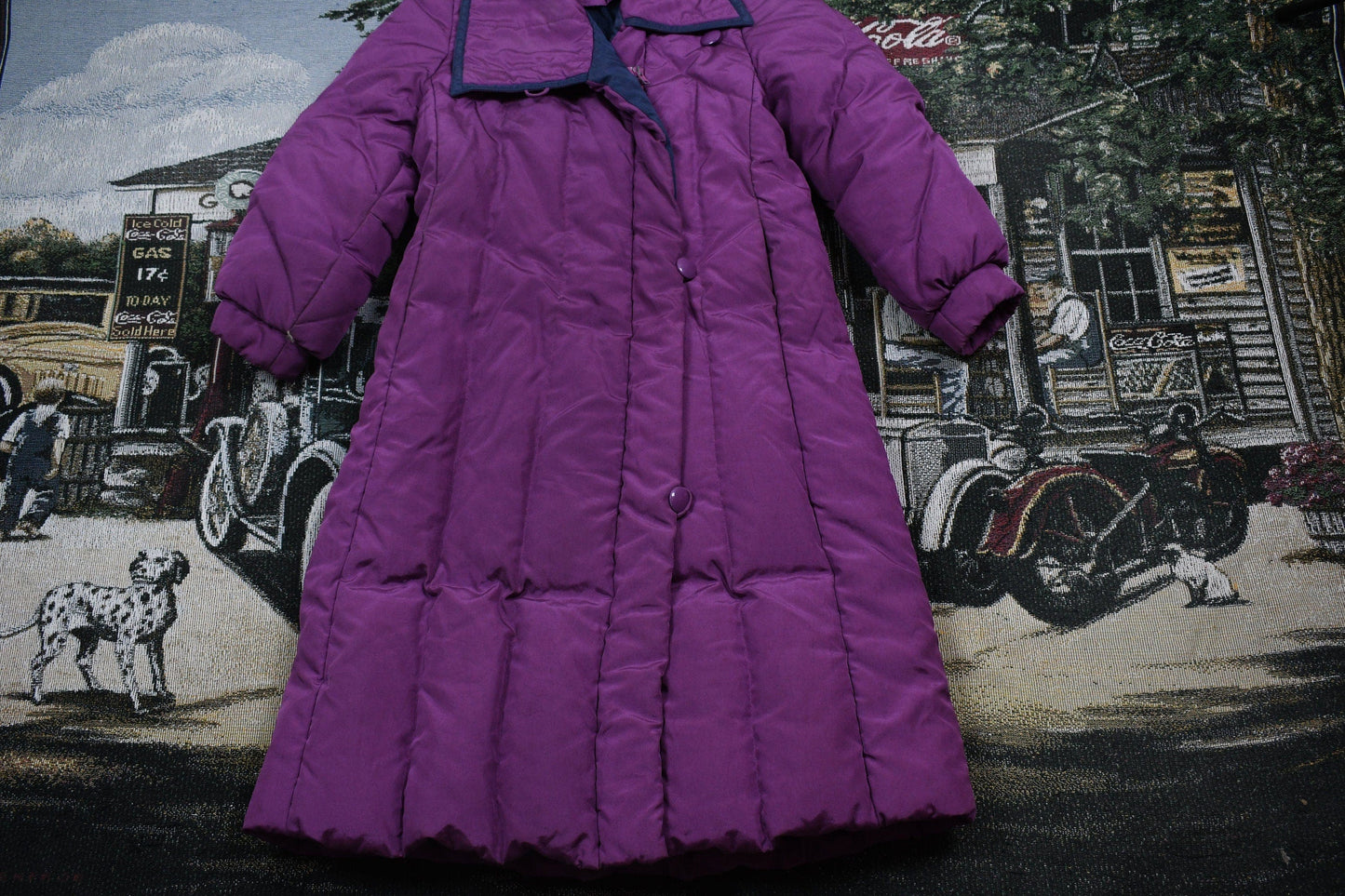 Vintage 1990s Purple Full Length Down Fill Puffer Jacket Women's XS from propervintagecanada