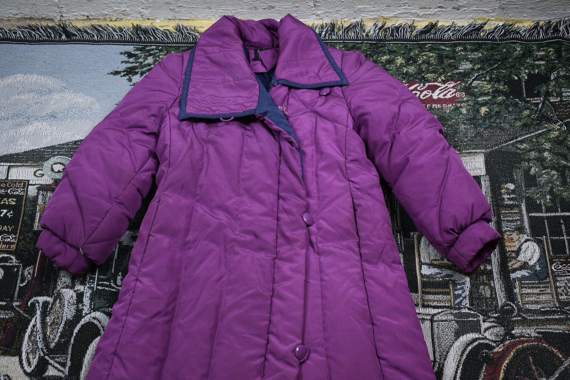Vintage 1990s Purple Full Length Down Fill Puffer Jacket Women's XS from propervintagecanada