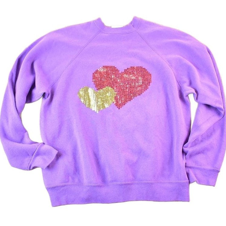 Vintage 1990s Purple Hearts Crewneck Sweatshirt Womens L from propervintagecanada