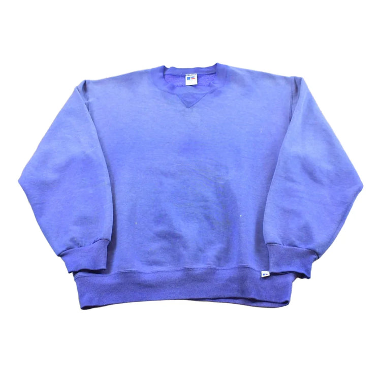 Vintage 1990s Purple Russell Athletics Blank Crewneck Sweatshirt Men's M from propervintagecanada