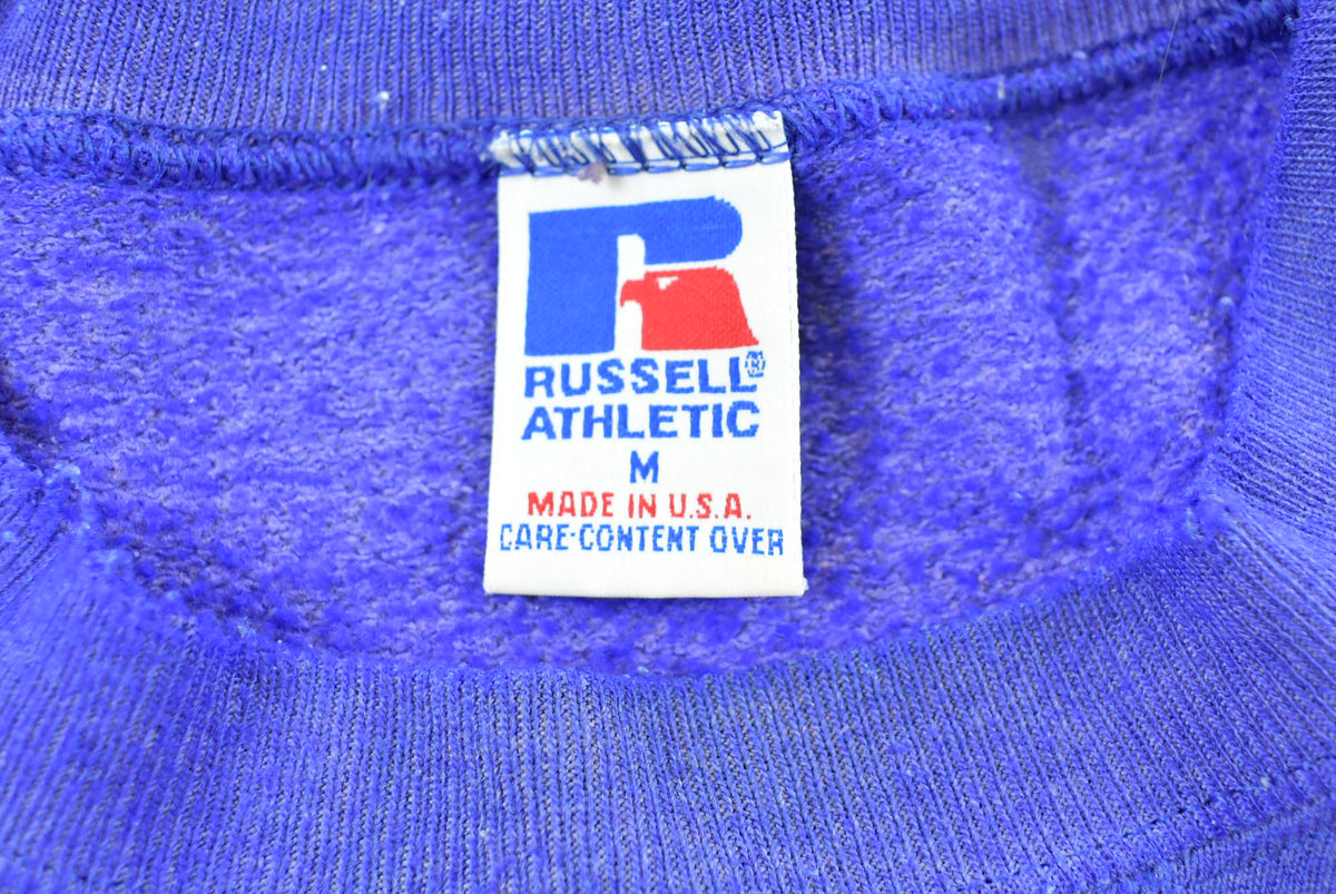 Vintage 1990s Purple Russell Athletics Blank Crewneck Sweatshirt Men's M from propervintagecanada