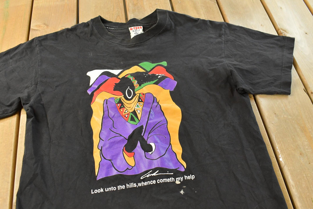 Vintage 1990s Q-Tees African Women Poem Art Print T-Shirt Men's L from propervintagecanada