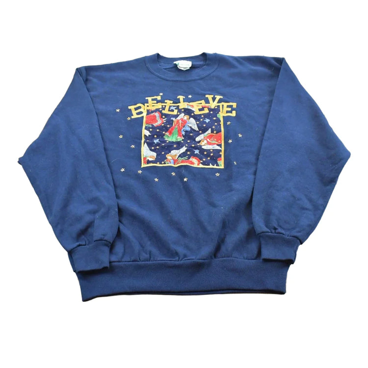 Vintage 1990s Quacker Factory Believe Angels Crewneck Sweatshirt Men's M from propervintagecanada