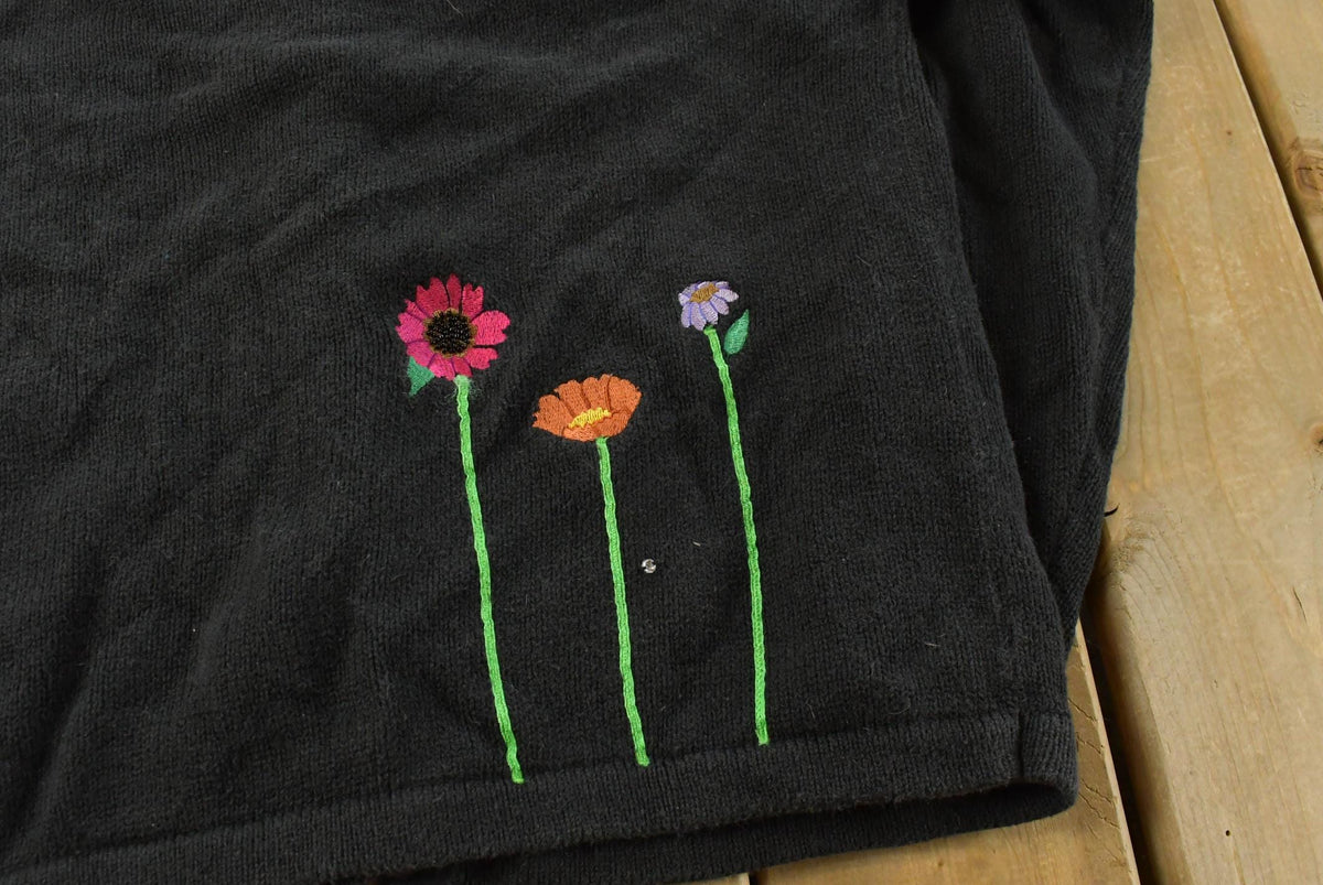 Vintage 1990s Quacker Factory Flowers Knit Cardigan Sweater Women's M from propervintagecanada