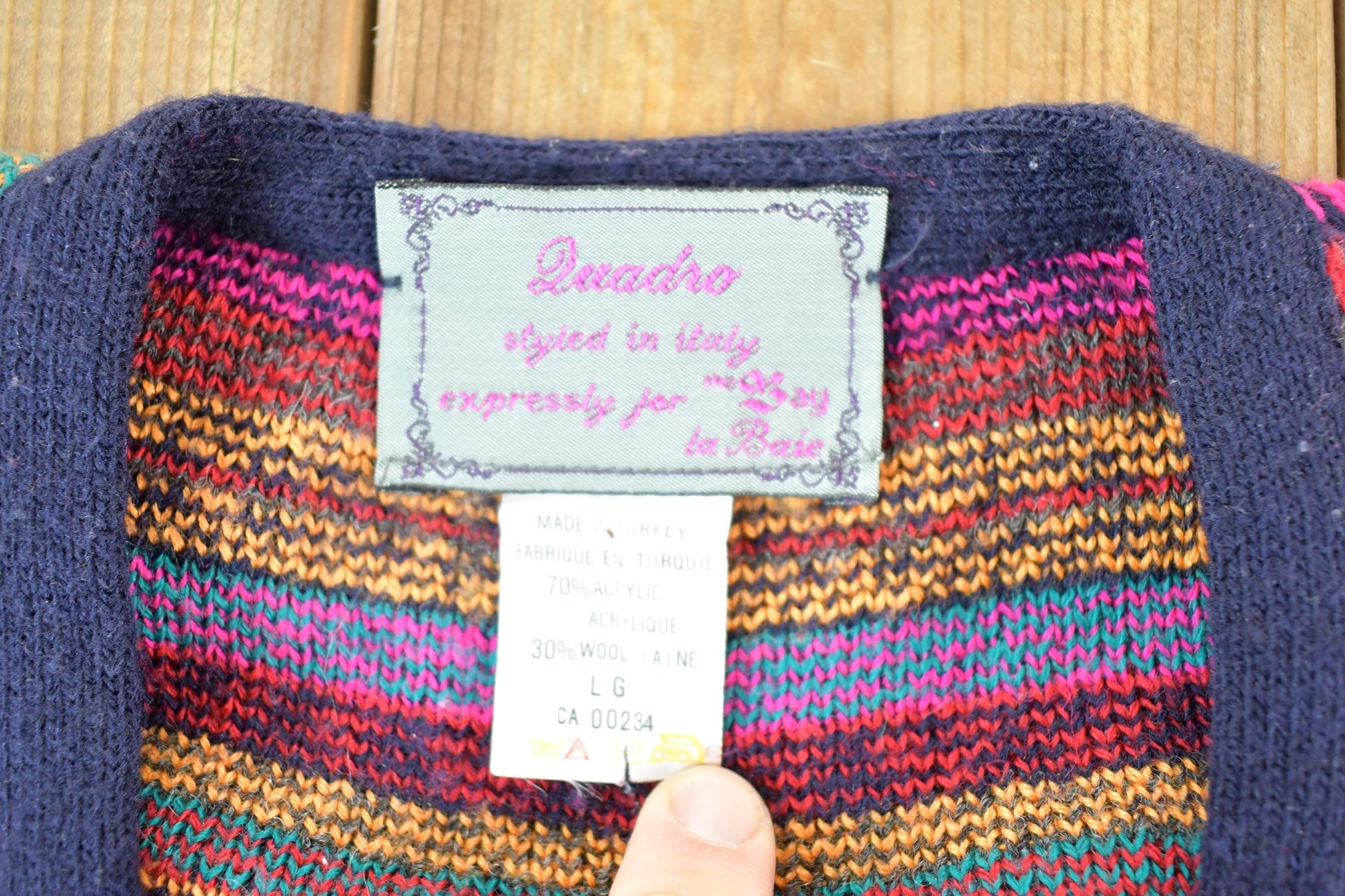 Vintage 1990s Quadro Wool Knit Abstract Button Up Sweater Vest Womens L from propervintagecanada