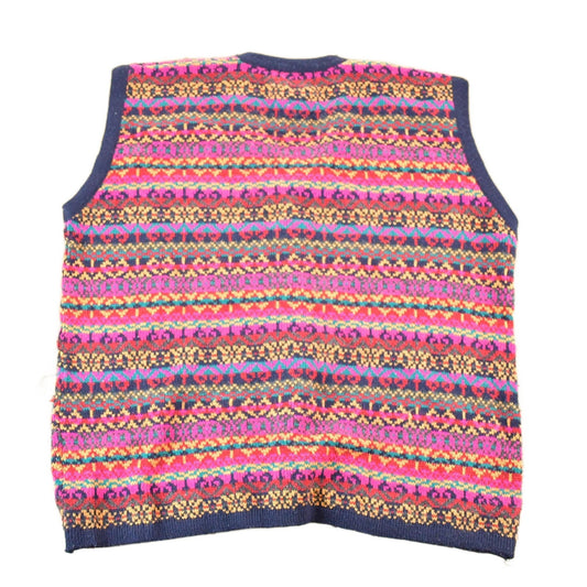 Vintage 1990s Quadro Wool Knit Abstract Button Up Sweater Vest Womens L from propervintagecanada