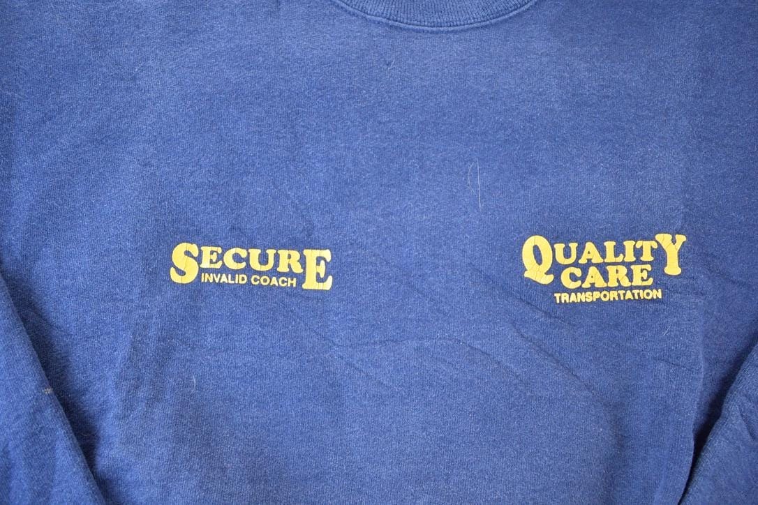 Vintage 1990s Quality Care Transportation Souvenir Crewneck Sweatshirt Made In USA Men's Large from propervintagecanada