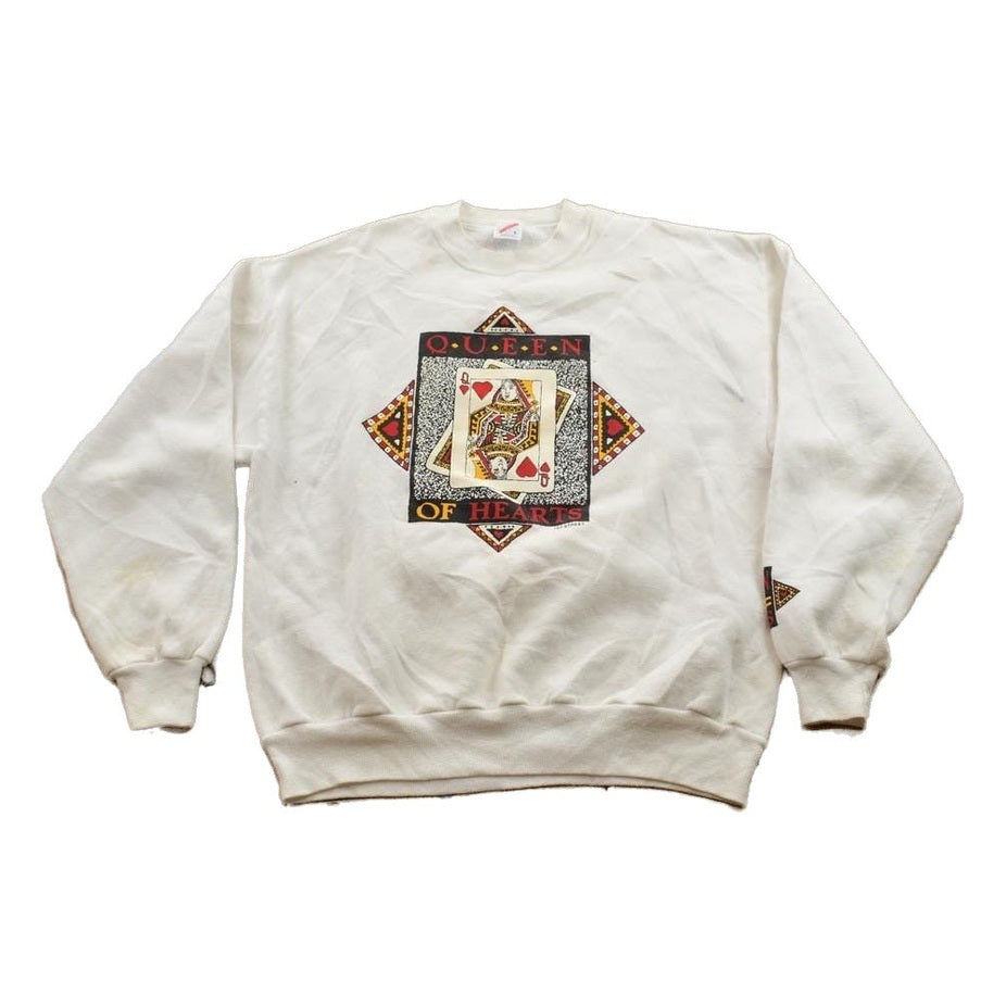 Vintage 1990s Queen of Hearts Crewneck Sweatshirt Men's M from propervintagecanada