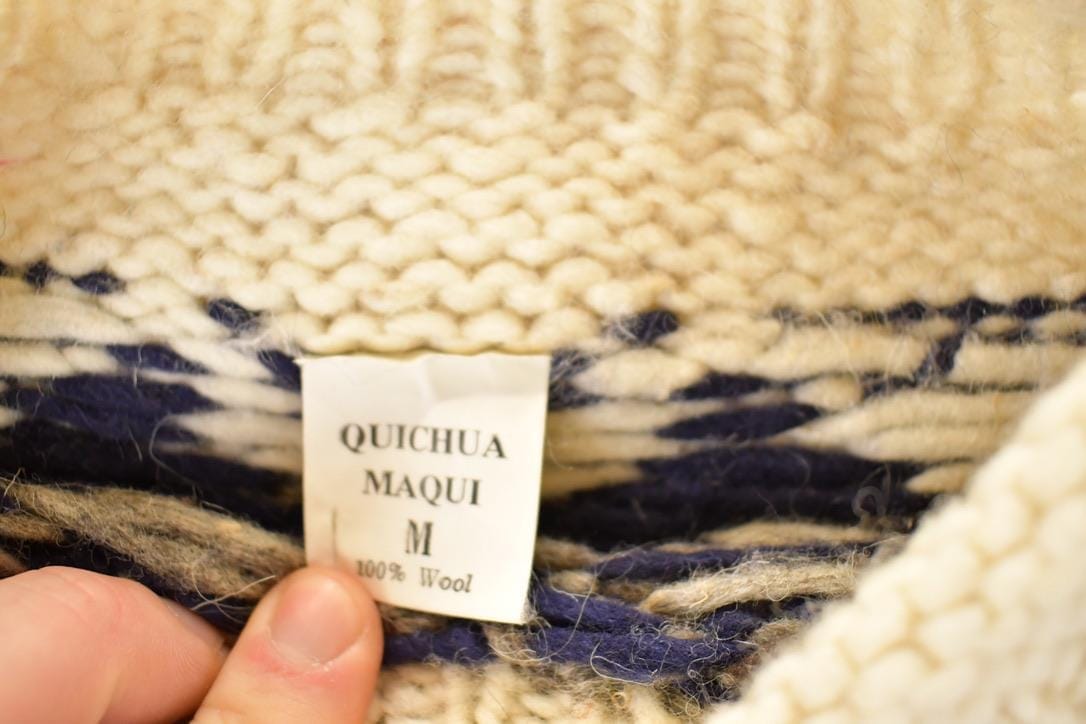 Vintage 1990s Quichua Maqui Wool Knit Crewneck Sweater Women's L from propervintagecanada