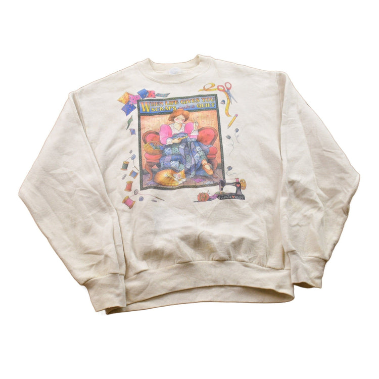 Vintage 1990s Quilting Theme Crewneck Sweater Men's XS from propervintagecanada