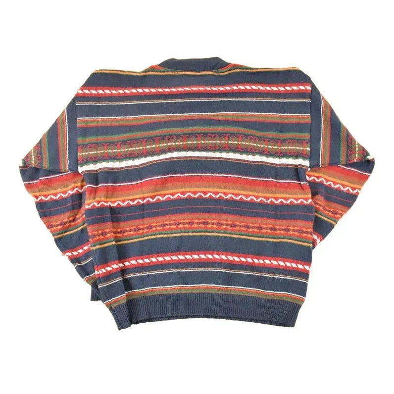 Vintage 1990s R&R Striped Knit Crewneck Sweater Mens L from propervintagecanada