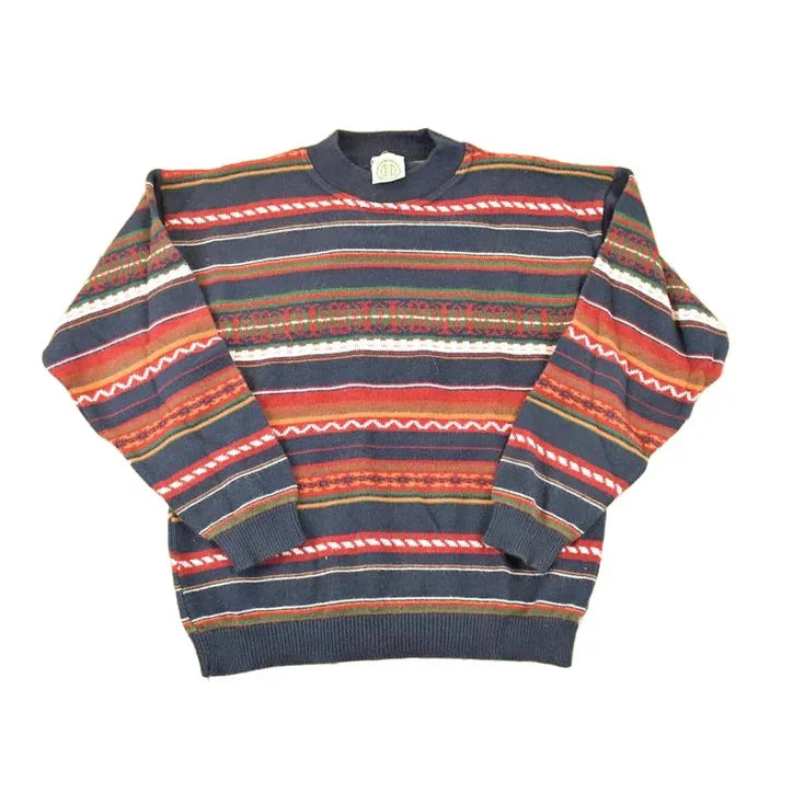 Vintage 1990s R&R Striped Knit Crewneck Sweater Mens L from propervintagecanada