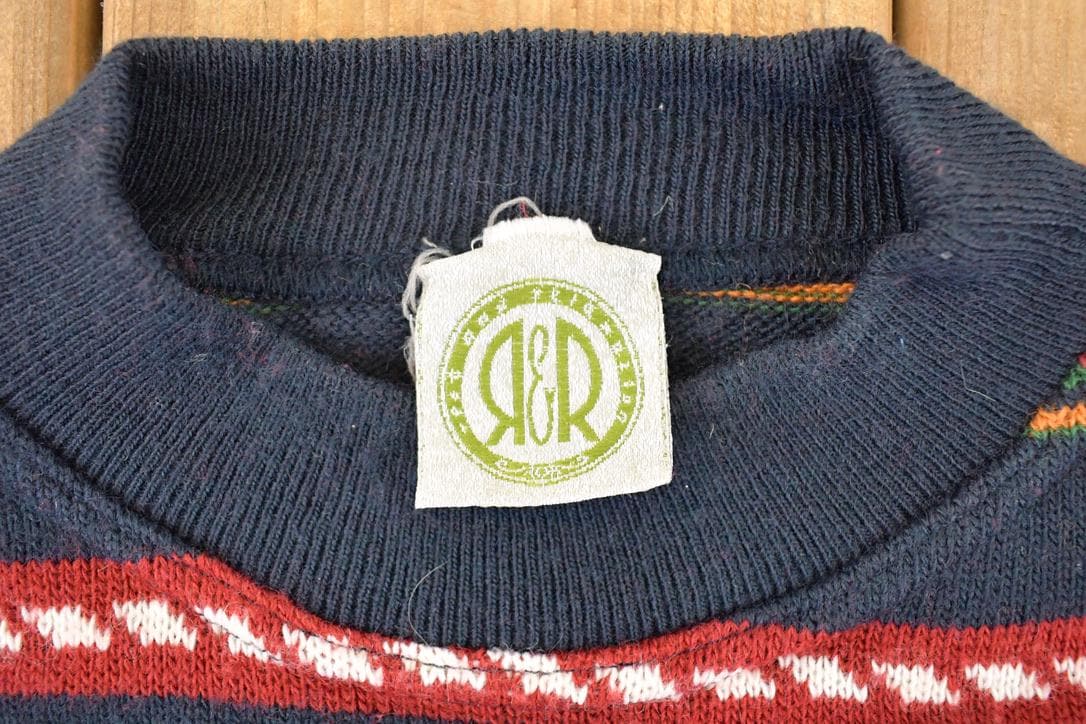 Vintage 1990s R&R Striped Knit Crewneck Sweater Mens L from propervintagecanada