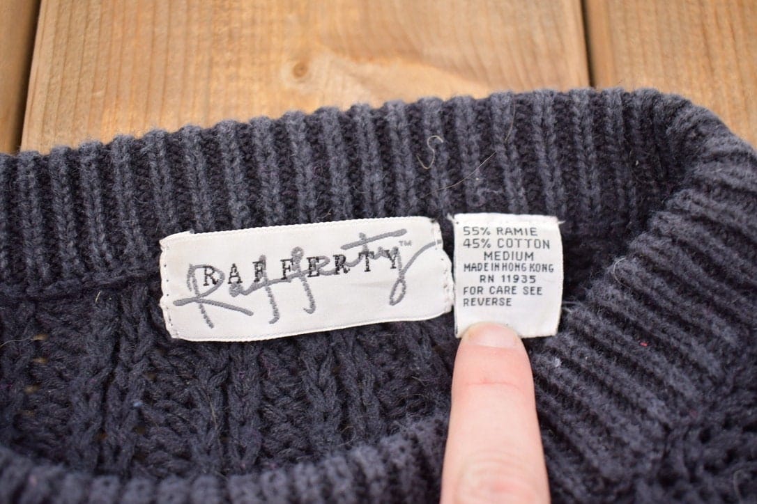 Vintage 1990s Rafferty Blank Knitted Crewneck Sweater Men's S from propervintagecanada