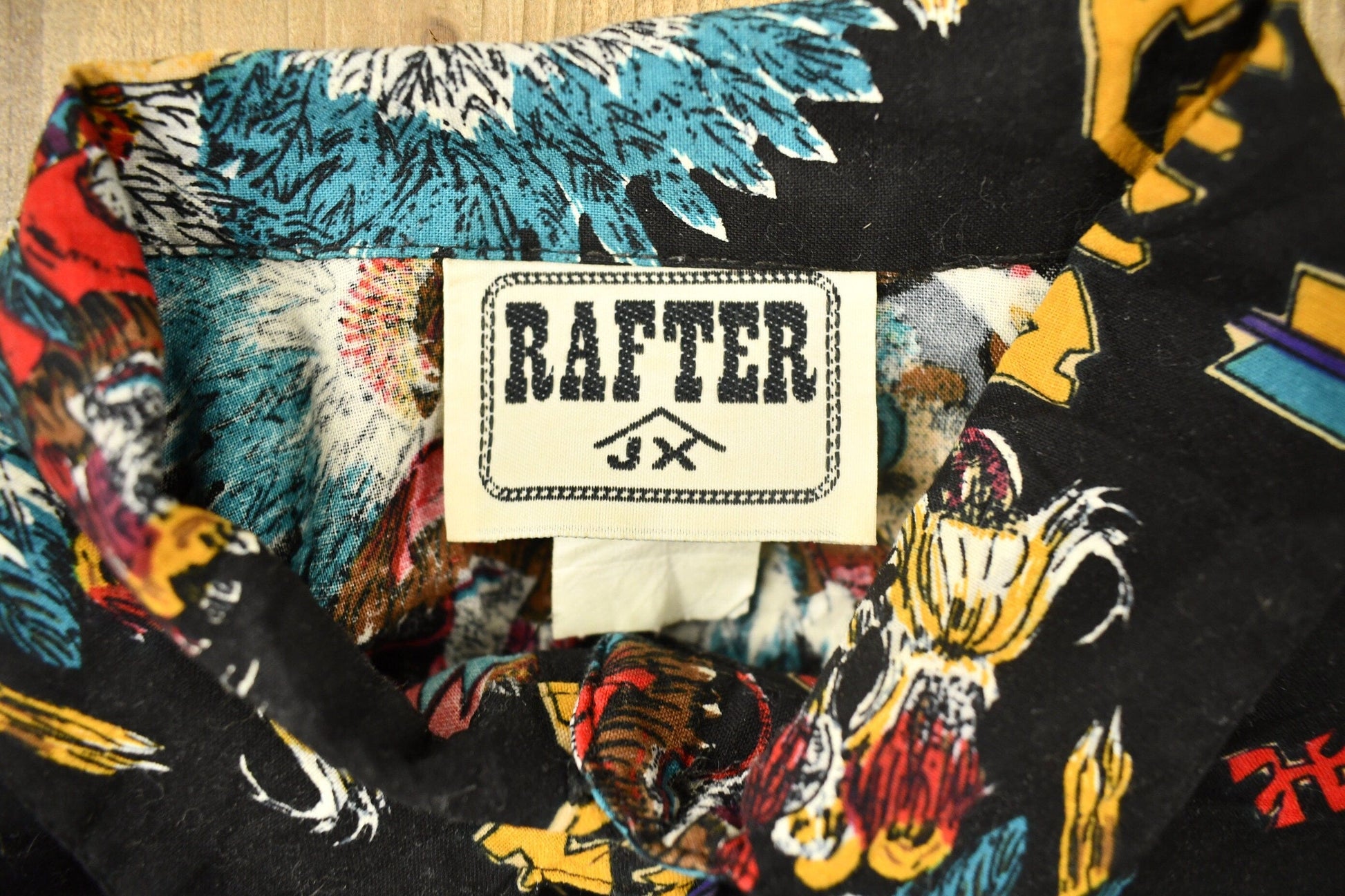 Vintage 1990s Rafter Native American All Over Print Western Style Button Up Shirt Men's Medium from propervintagecanada