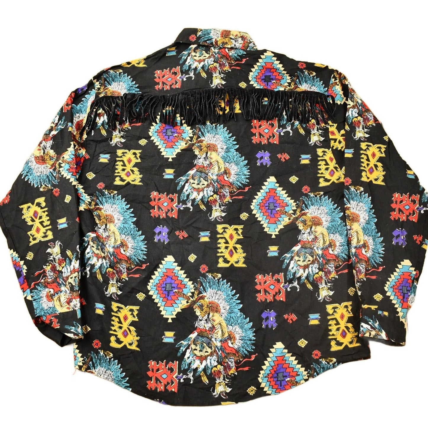 Vintage 1990s Rafter Native American All Over Print Western Style Button Up Shirt Men's Medium from propervintagecanada