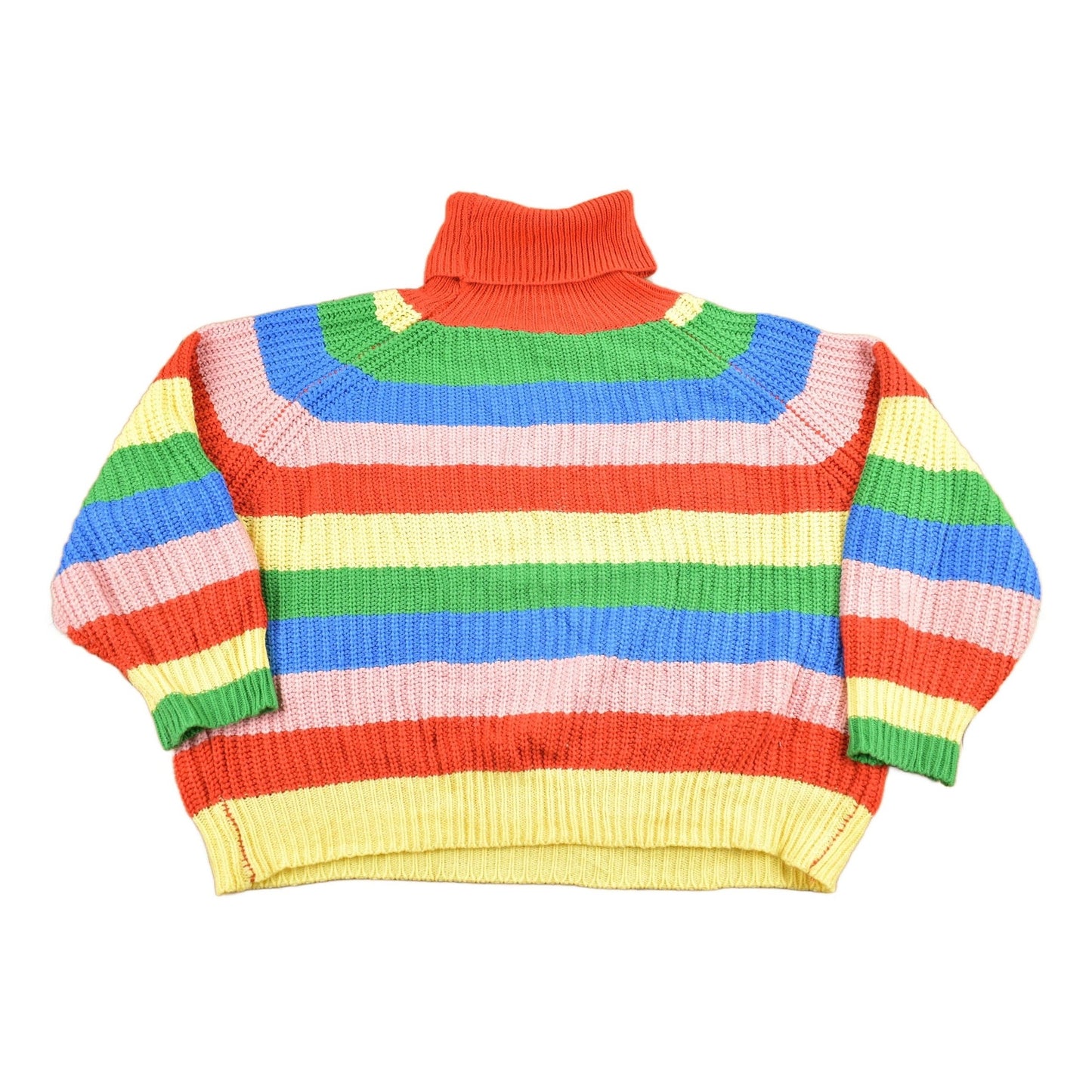Vintage 1990s Rainbow Chunky Knit Turtleneck Sweater Men's Medium from propervintagecanada