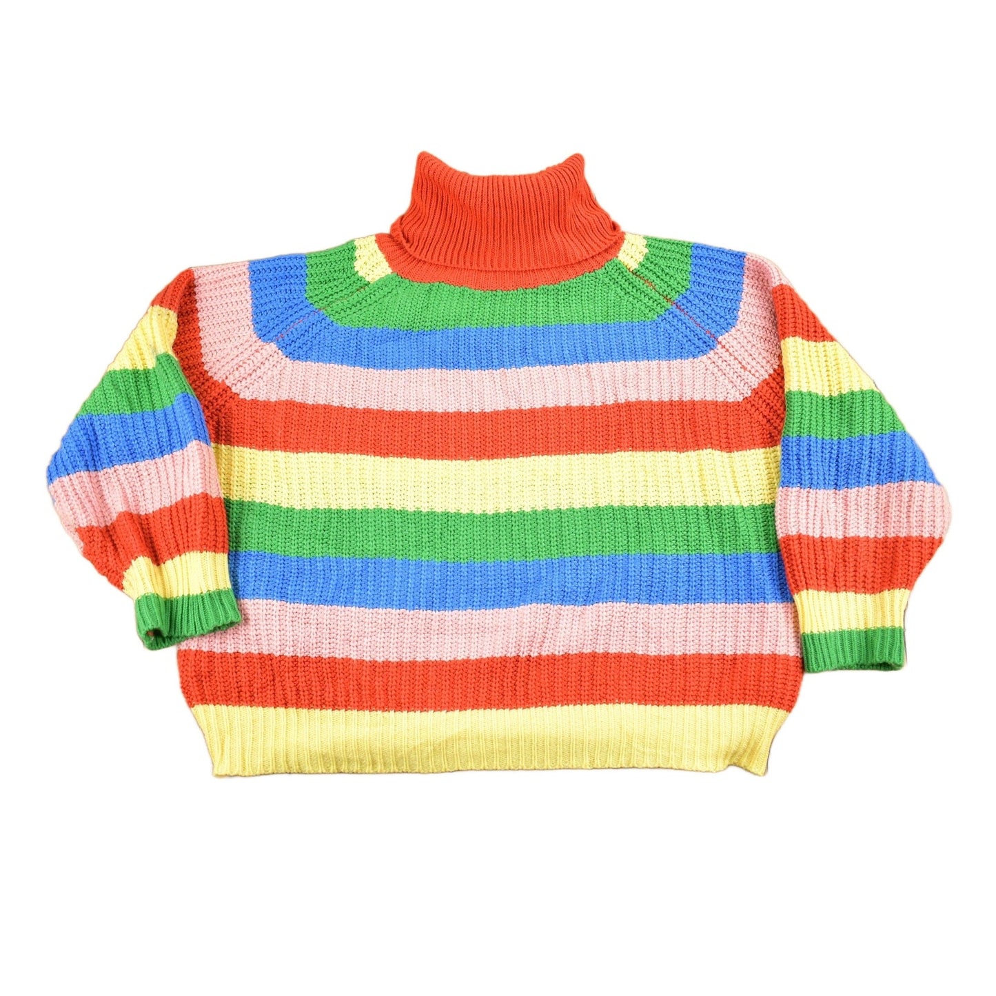 Vintage 1990s Rainbow Chunky Knit Turtleneck Sweater Men's Medium from propervintagecanada