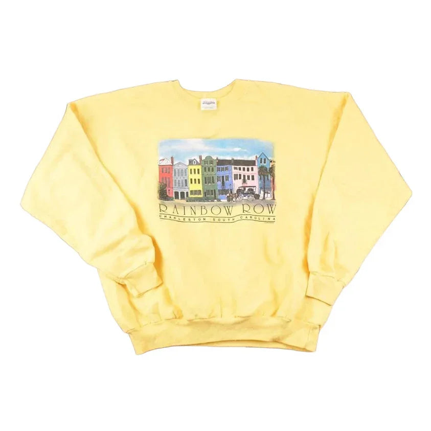 Vintage 1990s Rainbow Row Charleston SC Graphic Print Crewneck Sweatshirt Mens L from propervintagecanada
