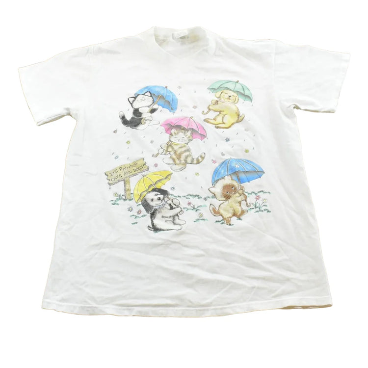 Vintage 1990s Raining Cats And Dogs T-Shirt Mens M from propervintagecanada