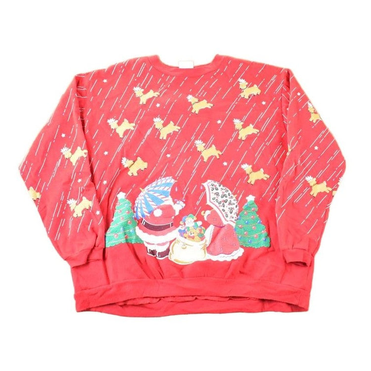 Vintage 1990s Rainy Christmas AOP Crewneck Sweatshirt Mens L from propervintagecanada
