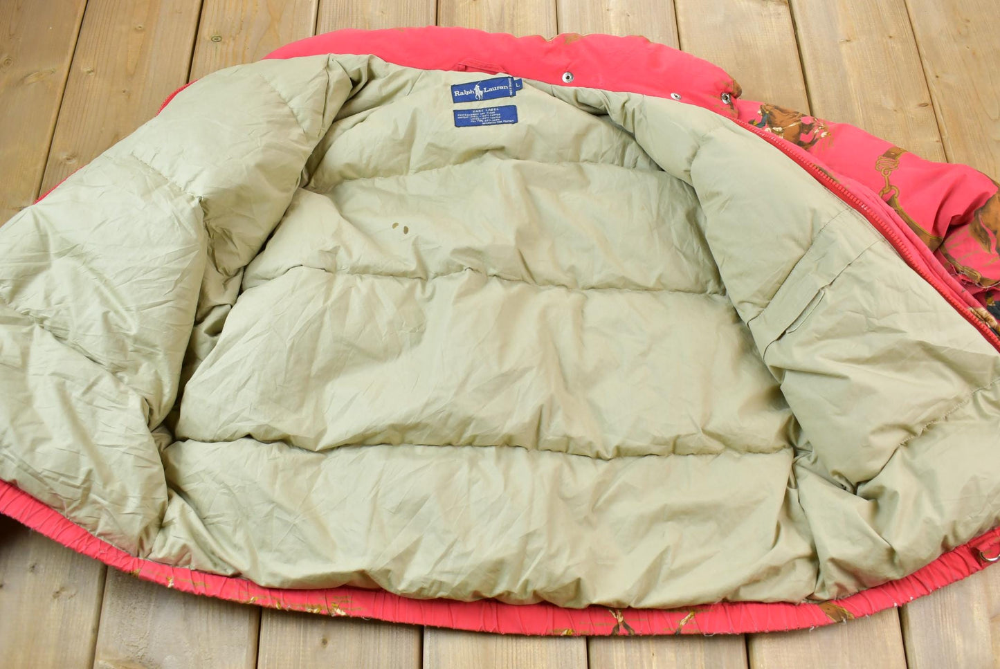 Vintage 1990s Ralph Lauren Large Equestrian Puffer Jacket Men's Large from propervintagecanada