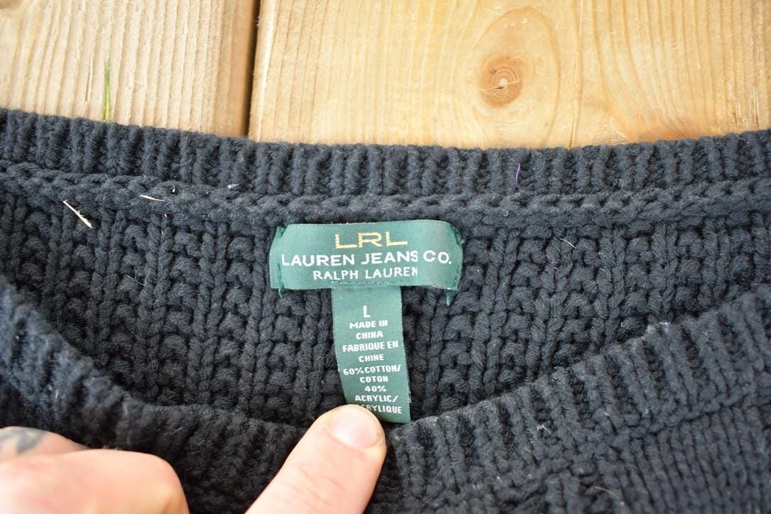 Vintage 1990s Ralph Lauren Lauren Jeans Co Knit Abstract Pattern Crewneck Sweater Women's S from propervintagecanada