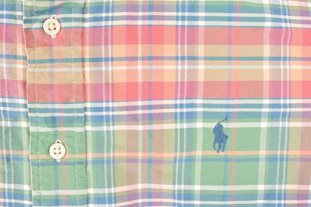 Vintage 1990s Ralph Lauren Plaid Button Up Shirt Men's L / Funky Crazy Pattern / Preppy Style / Boxy Fit from propervintagecanada