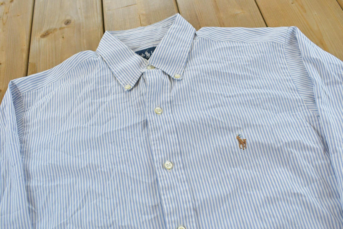 Vintage 1990s Ralph Lauren Striped Button Down Shirt Mens L / Made in Hong Kong / 90s Streetwear / NYC from propervintagecanada
