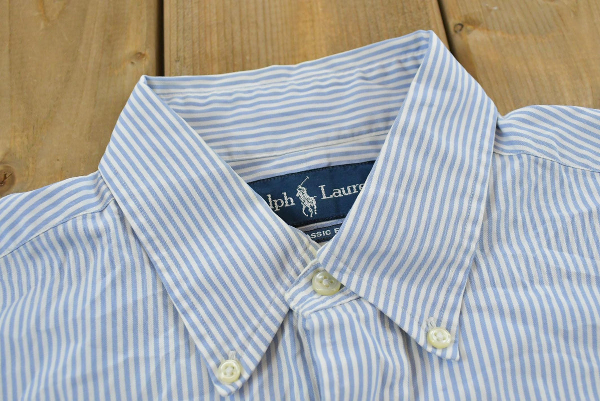 Vintage 1990s Ralph Lauren Striped Button Down Shirt Mens L / Made in Hong Kong / 90s Streetwear / NYC from propervintagecanada