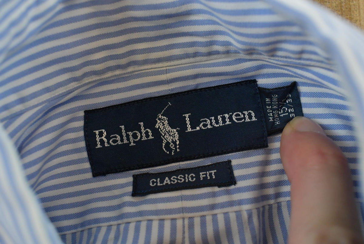 Vintage 1990s Ralph Lauren Striped Button Down Shirt Mens L / Made in Hong Kong / 90s Streetwear / NYC from propervintagecanada