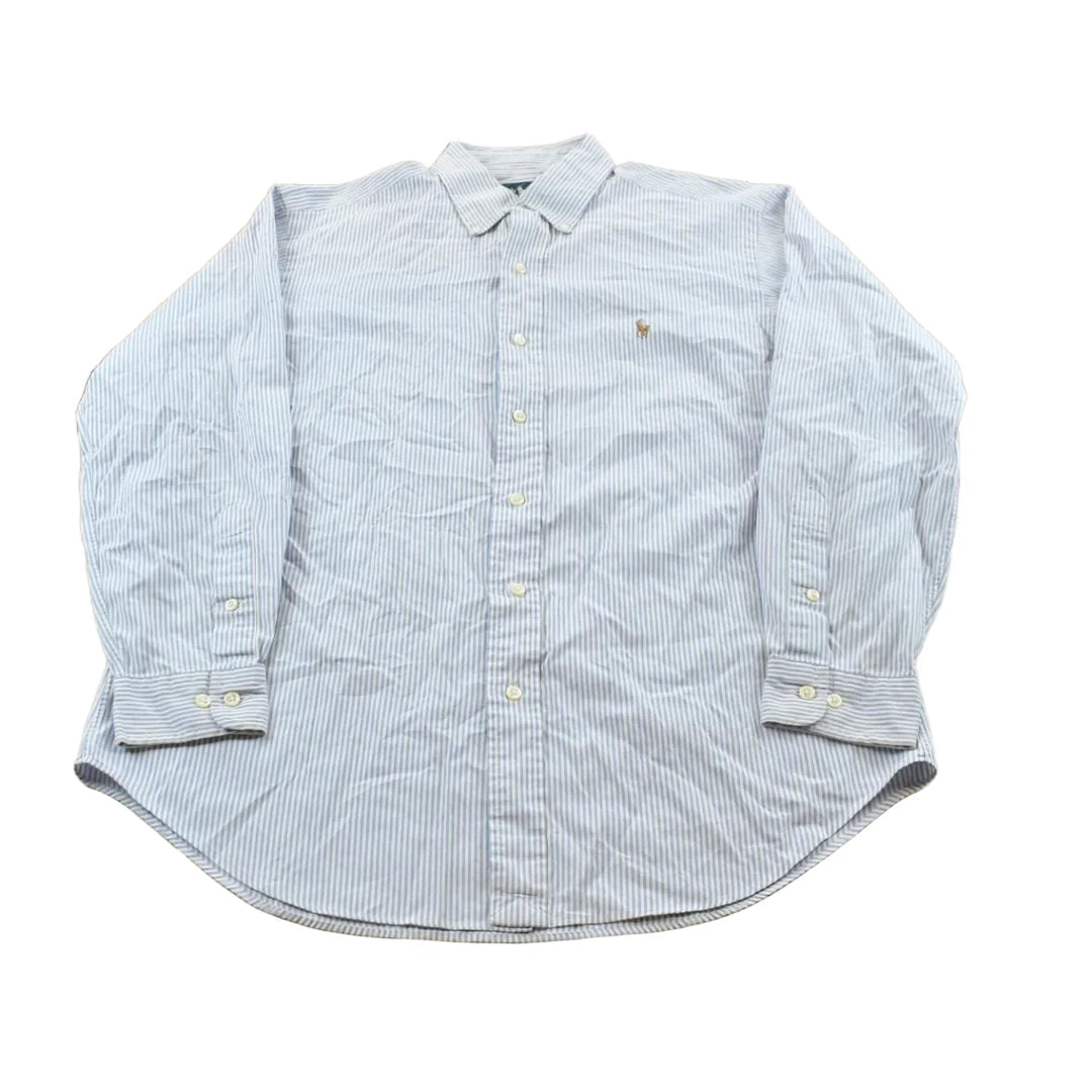 Vintage 1990s Ralph Lauren Striped Button Down Shirt Mens L / Made in Hong Kong / 90s Streetwear / NYC from propervintagecanada