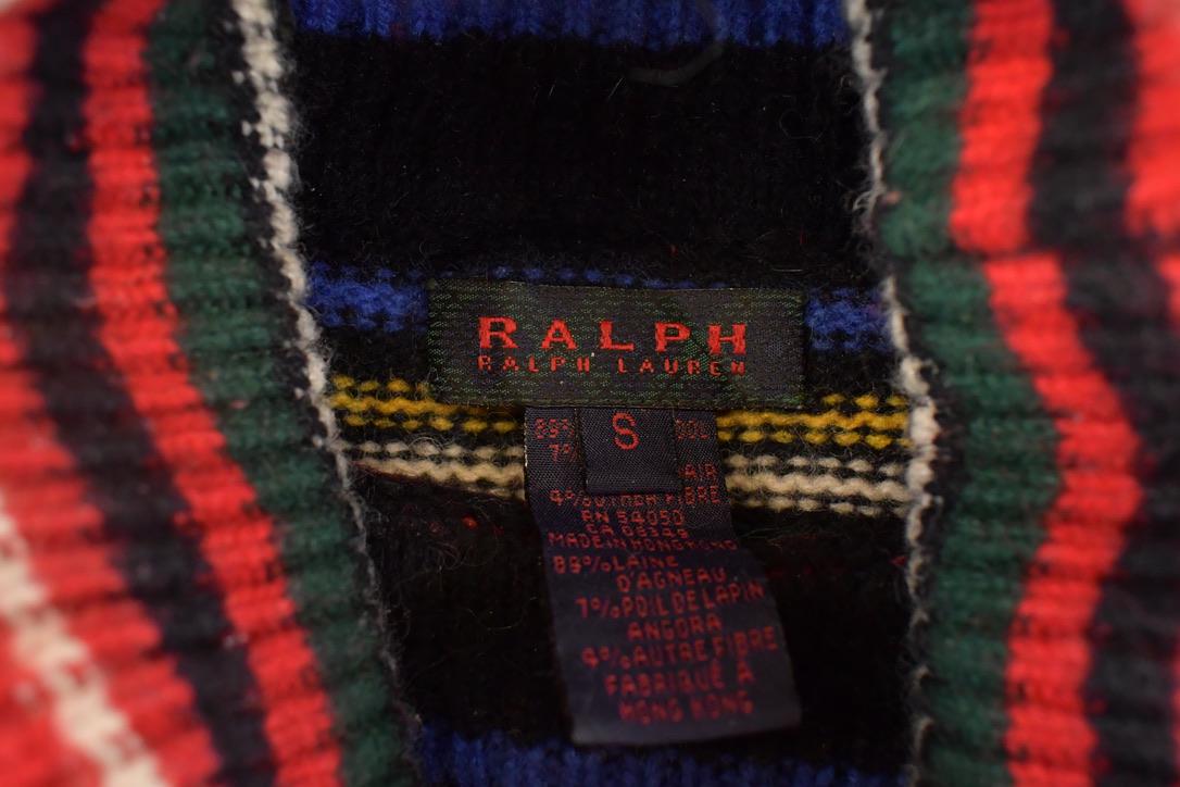Vintage 1990s Ralph Lauren Striped Knit Crewneck Sweater Women's S / Abstract Pattern 3D Knitted Sweatshirt from propervintagecanada